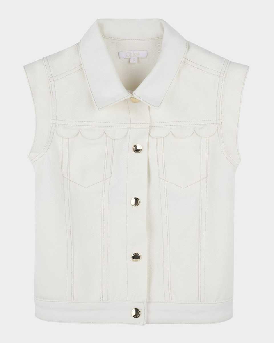 Girl's Denim Sleeveless Waistcoat, Size 4-6